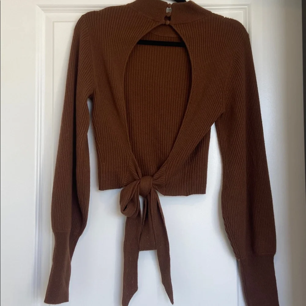 Reformation Brown Ribbed Cashmere Sweater - Picture 2 of 5
